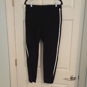 Banana Republic Black and White Striped Ankle Skinny Pants